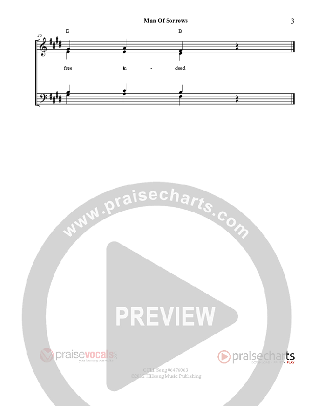 Man Of Sorrows Lead Sheet (SAT) (PraiseVocals)