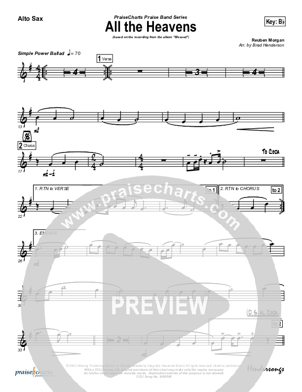 All The Heavens Alto Sax (Hillsong Worship)