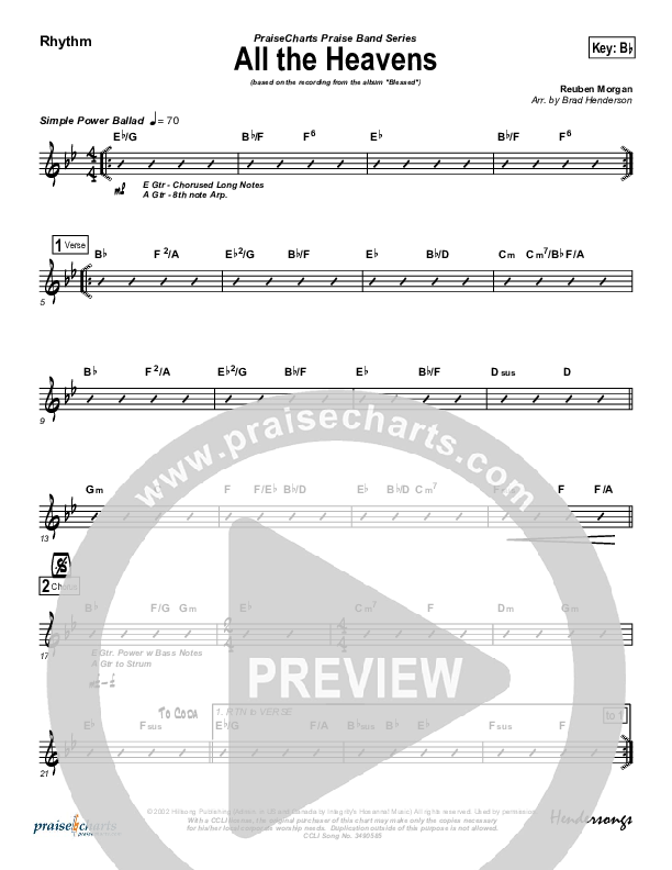 All The Heavens Rhythm Chart (Hillsong Worship)