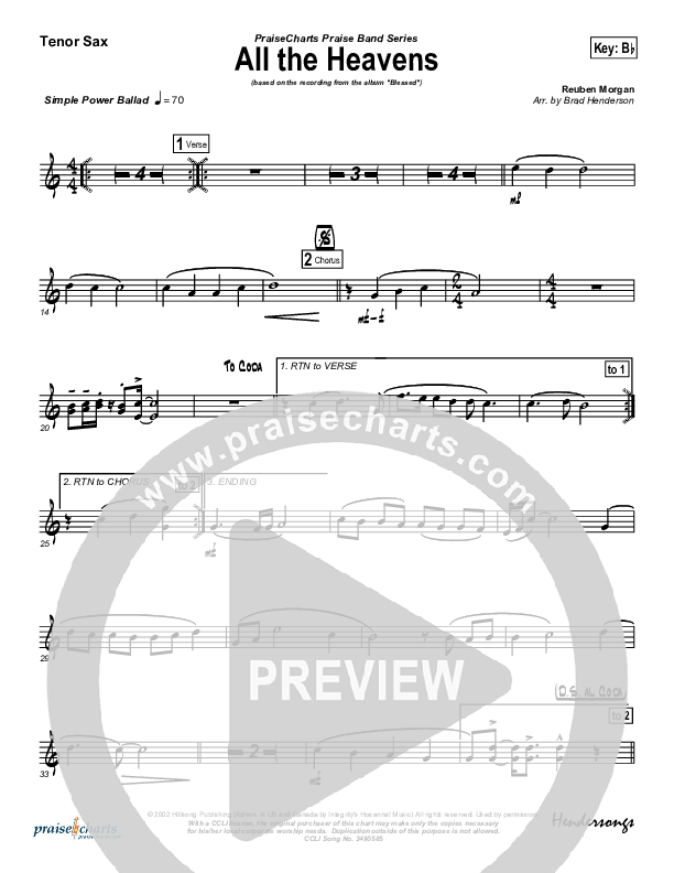 All The Heavens Tenor Sax 2 (Hillsong Worship)