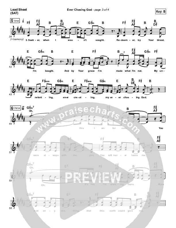 Ever Chasing God Lead Sheet (SAT) (Jon Guerra)