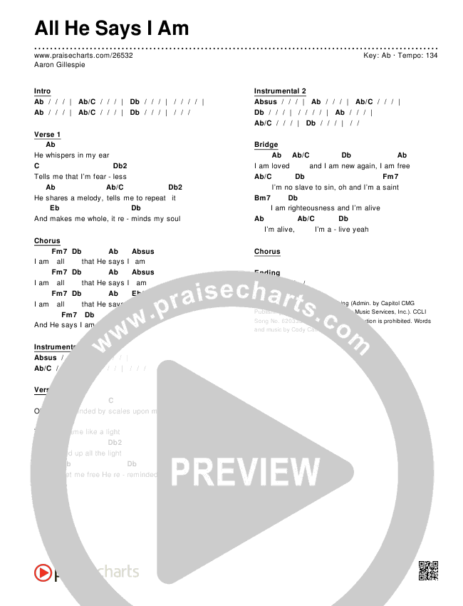 All He Says I Am Chords & Lyrics (Aaron Gillespie)