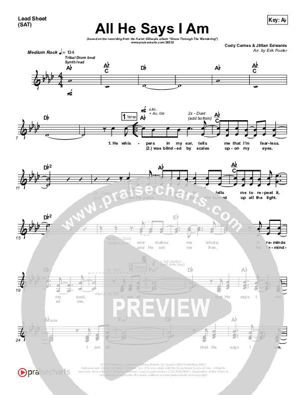 All He Says I Am Lead Sheet (Aaron Gillespie)