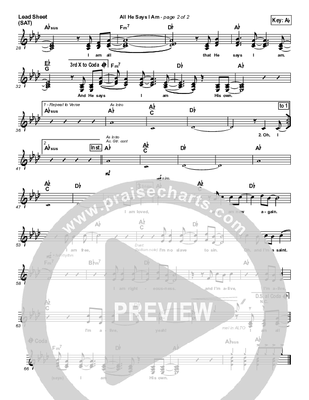 All He Says I Am Lead Sheet (Aaron Gillespie)