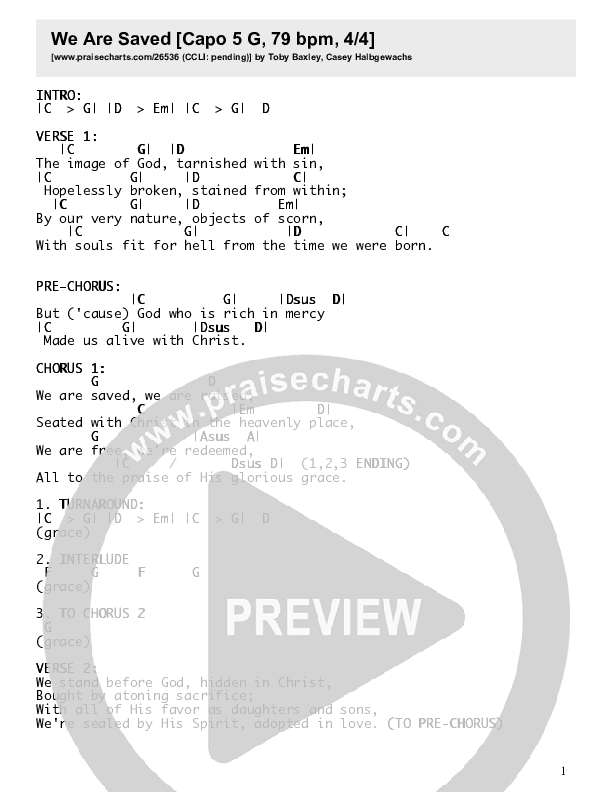We Are Saved Chords & Lyrics (Toby Baxley)