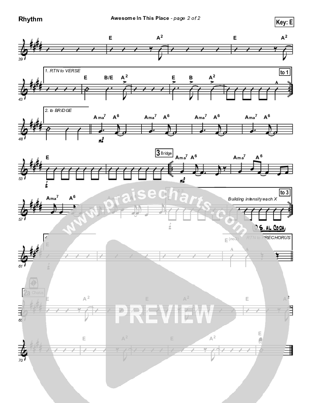Awesome in this Place Rhythm Chart (Hillsong Worship)