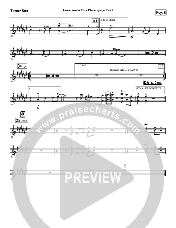 Awesome in this Place Tenor Sax 2 (Hillsong Worship)