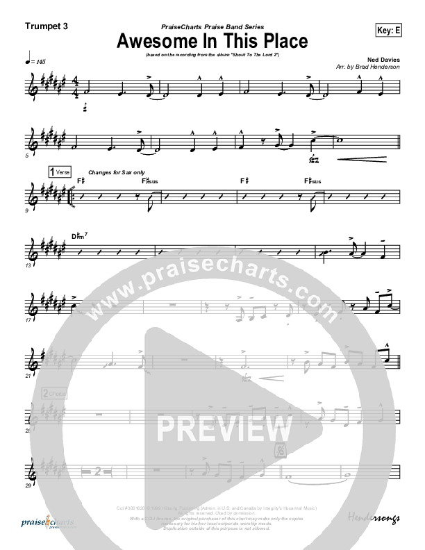 Awesome in this Place Trumpet 3 (Hillsong Worship)