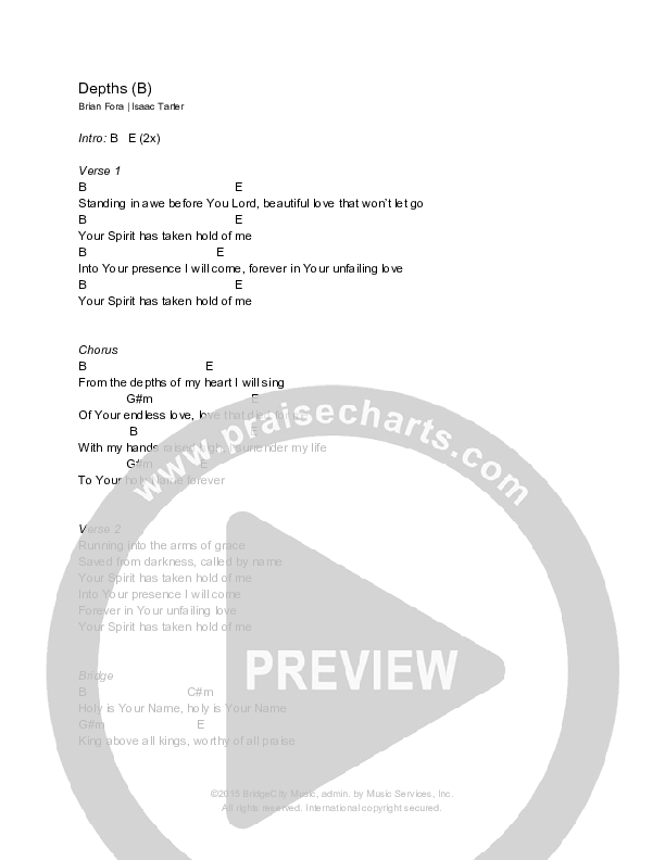 Depths Chords & Lyrics (Bridgecity)