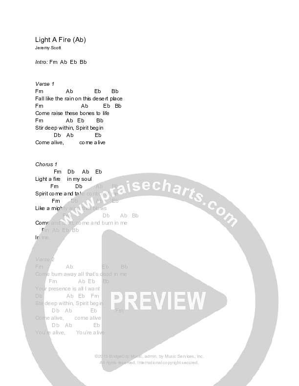 Light A Fire Chords & Lyrics (Bridgecity)