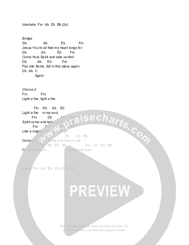 Light A Fire Chords & Lyrics (Bridgecity)