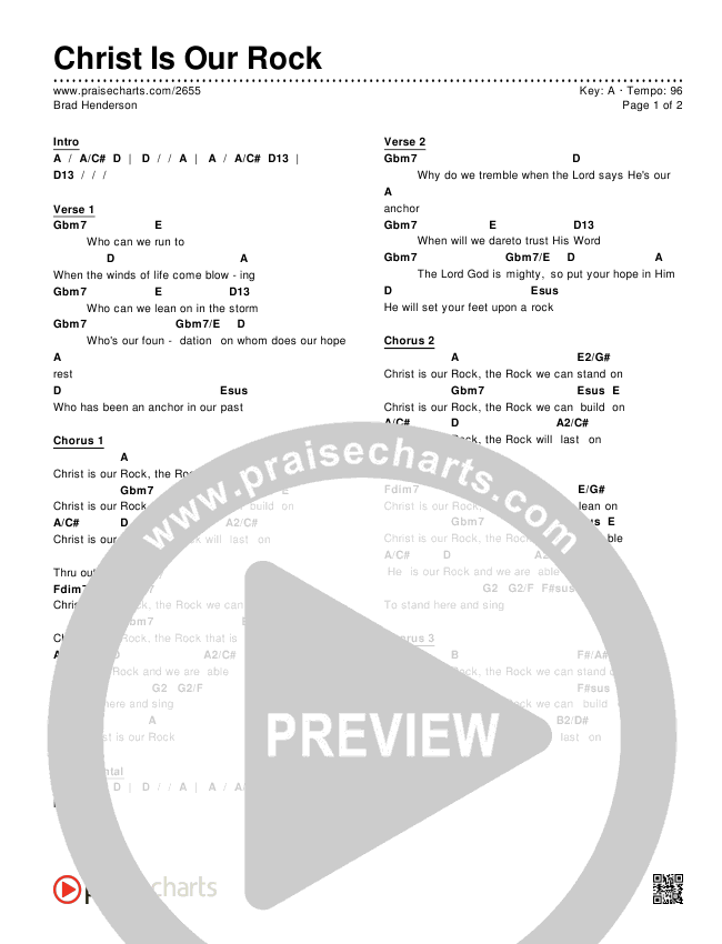 Christ Is Our Rock Chords & Lyrics (Brad Henderson)