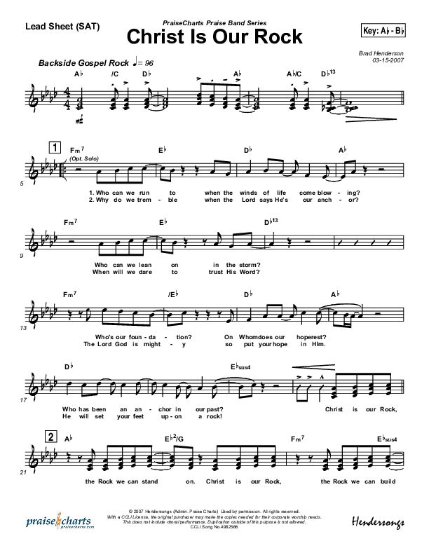Christ Is Our Rock Lead & Piano (Brad Henderson)