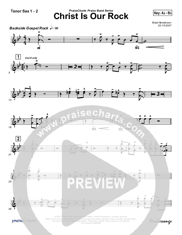Christ Is Our Rock Tenor Sax 1/2 (Brad Henderson)