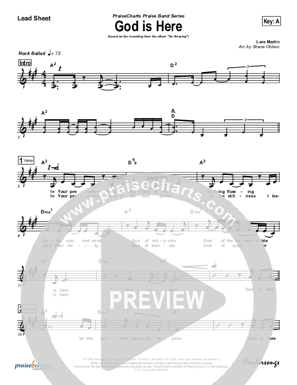 God Is Here Lead Sheet (Lani Stacy)