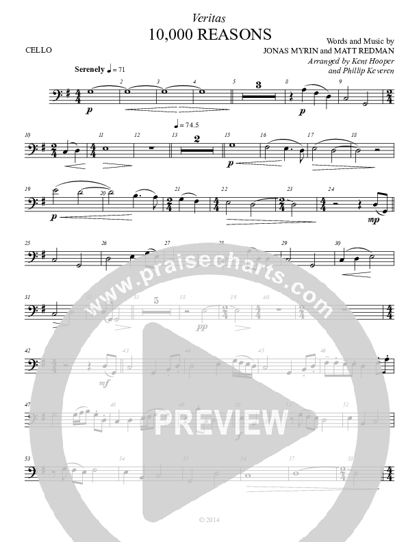 10,000 Reasons (Bless The Lord) Cello (Veritas)