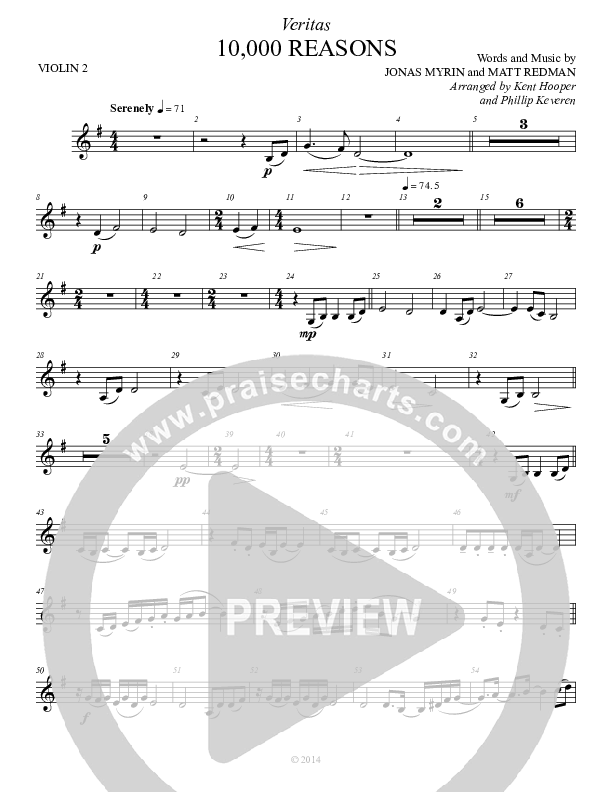 10,000 Reasons (Bless The Lord) Violin 2 (Veritas)