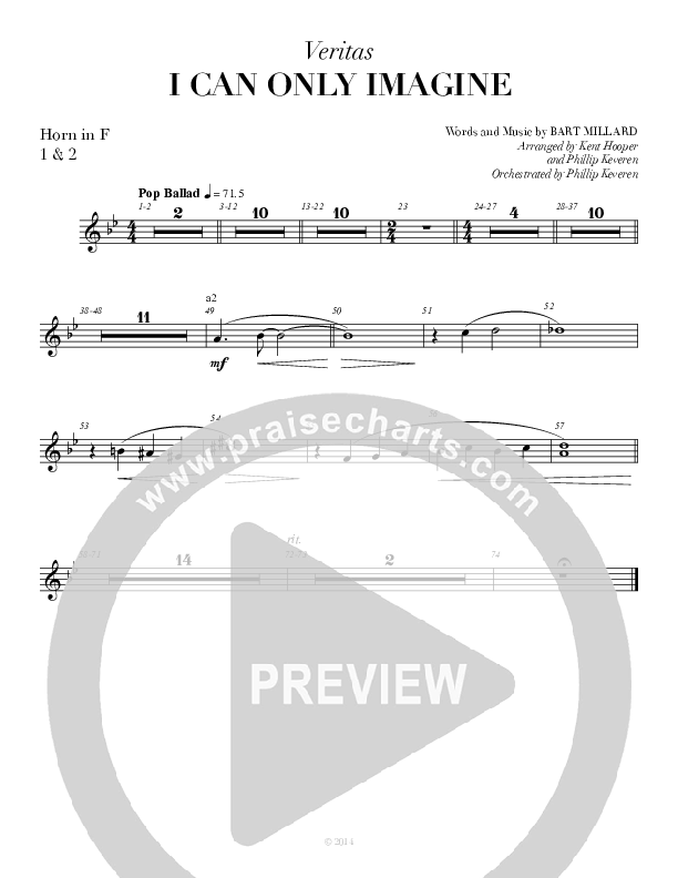 I Can Only Imagine French Horn 1/2 (Veritas)