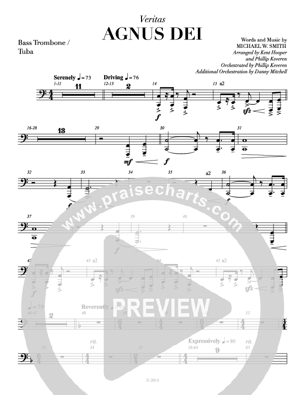 Agnus Dei (with A Mighty Fortress and All Hall The Power Of Jesus Name) Bass Trombone (Veritas)