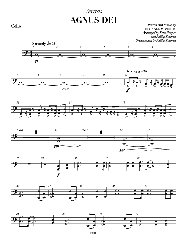 Agnus Dei (with A Mighty Fortress and All Hall The Power Of Jesus Name) Cello (Veritas)