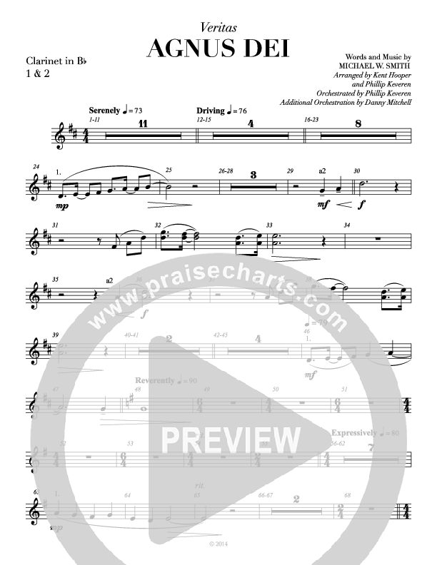 Agnus Dei (with A Mighty Fortress and All Hall The Power Of Jesus Name) Clarinet 1/2 (Veritas)