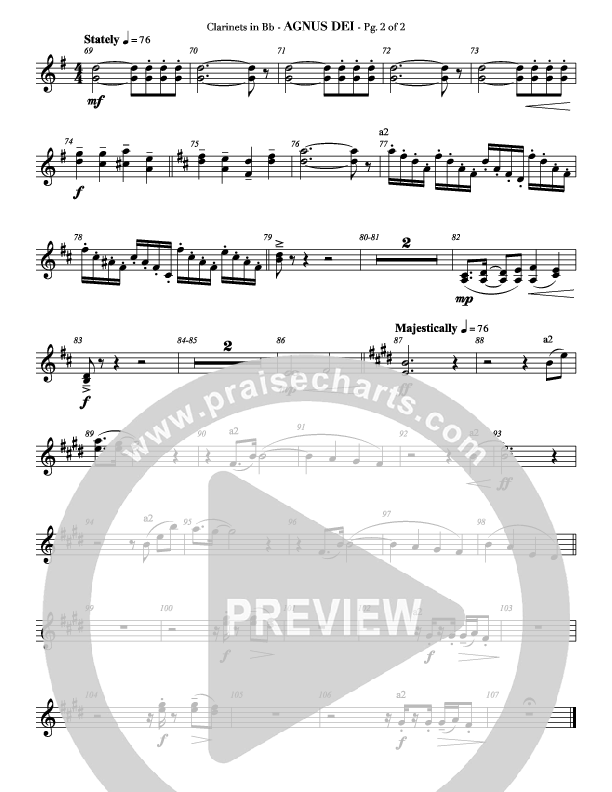 Agnus Dei (with A Mighty Fortress and All Hall The Power Of Jesus Name) Clarinet 1/2 (Veritas)