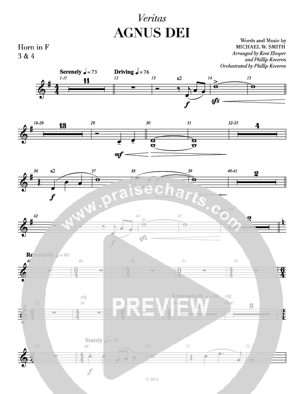 Agnus Dei (with A Mighty Fortress and All Hall The Power Of Jesus Name) French Horn 3 (Veritas)