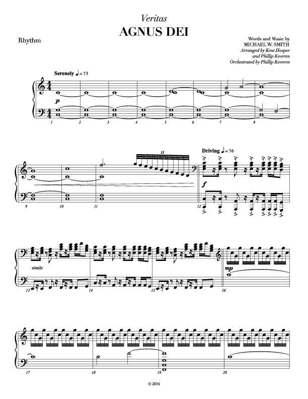 Agnus Dei (with A Mighty Fortress and All Hall The Power Of Jesus Name) Rhythm Chart (Veritas)