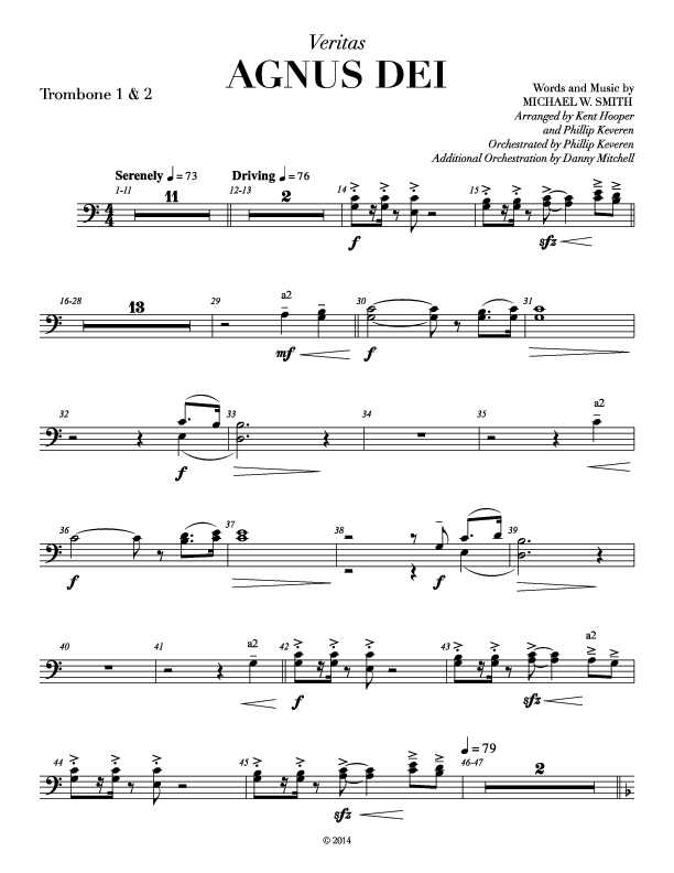 Agnus Dei (with A Mighty Fortress and All Hall The Power Of Jesus Name) Trombone 1/2 (Veritas)