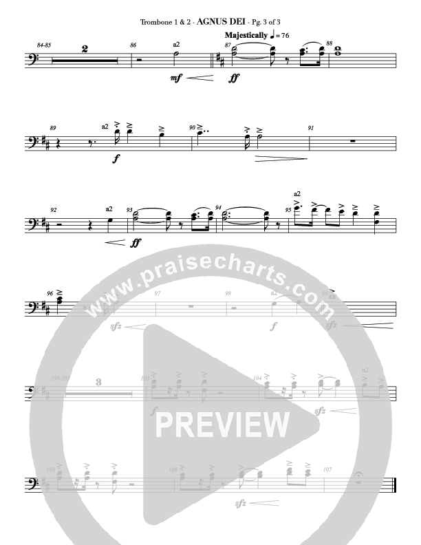 Agnus Dei (with A Mighty Fortress and All Hall The Power Of Jesus Name) Trombone 1/2 (Veritas)