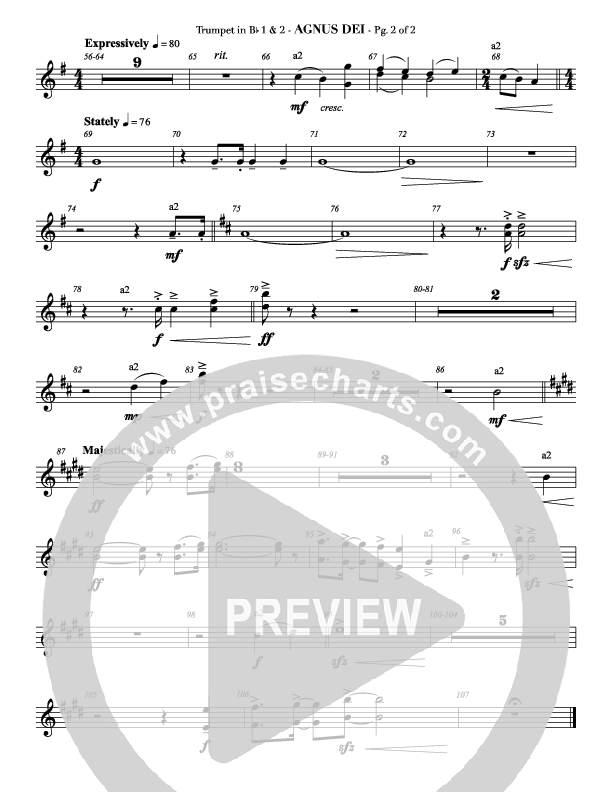 Agnus Dei (with A Mighty Fortress and All Hall The Power Of Jesus Name) Trumpet 1,2 (Veritas)