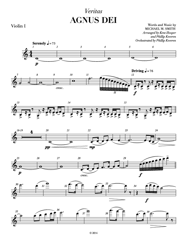 Agnus Dei (with A Mighty Fortress and All Hall The Power Of Jesus Name) Violin 1 (Veritas)