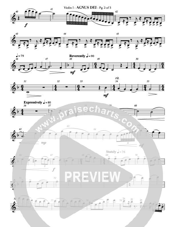 Agnus Dei (with A Mighty Fortress and All Hall The Power Of Jesus Name) Violin 1 (Veritas)