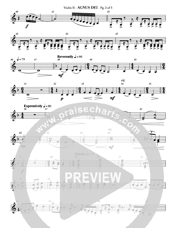 Agnus Dei (with A Mighty Fortress and All Hall The Power Of Jesus Name) Violin 2 (Veritas)