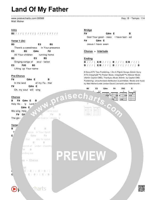 Land Of My Father Chords & Lyrics (Matt Maher)