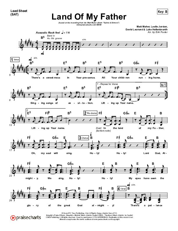 Land Of My Father Lead (SAT) (Matt Maher)