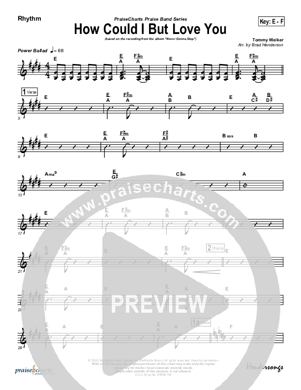 How Could I But Love You Rhythm Chart (Tommy Walker)