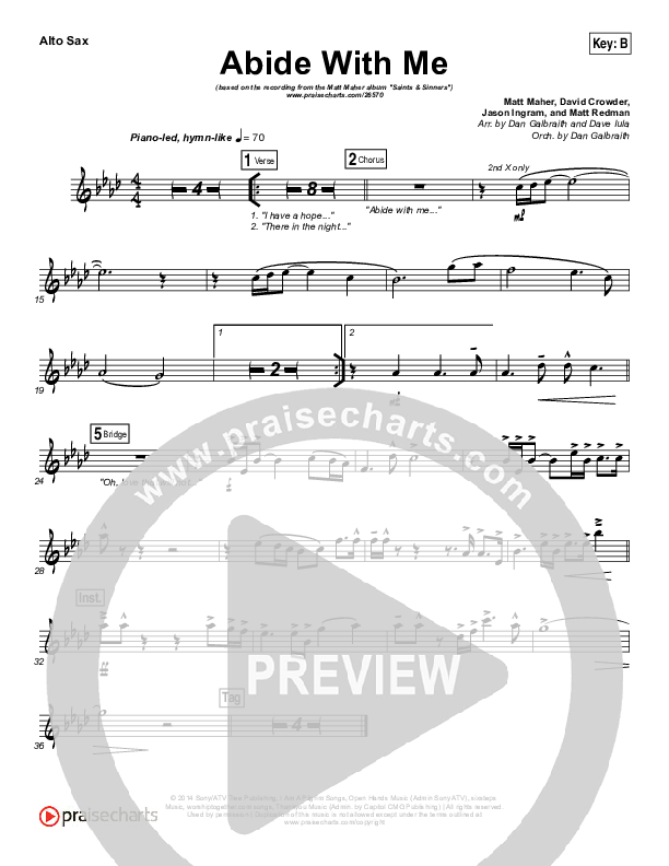 Abide With Me Alto Sax (Matt Maher)