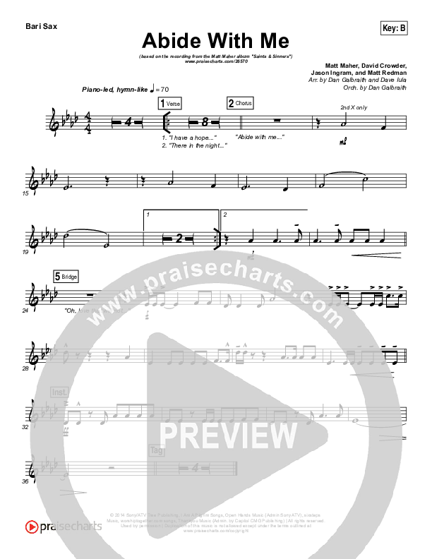 Abide With Me Bari Sax (Matt Maher)