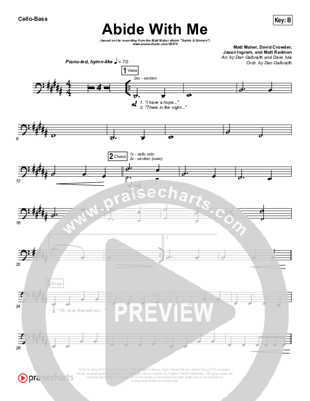 Abide With Me Cello/Bass (Matt Maher)