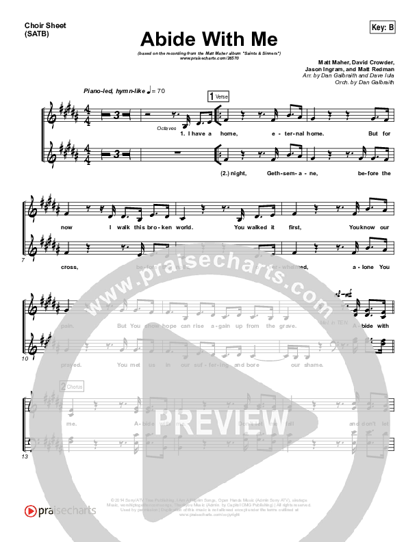 Abide With Me Choir Sheet (SATB) (Matt Maher)