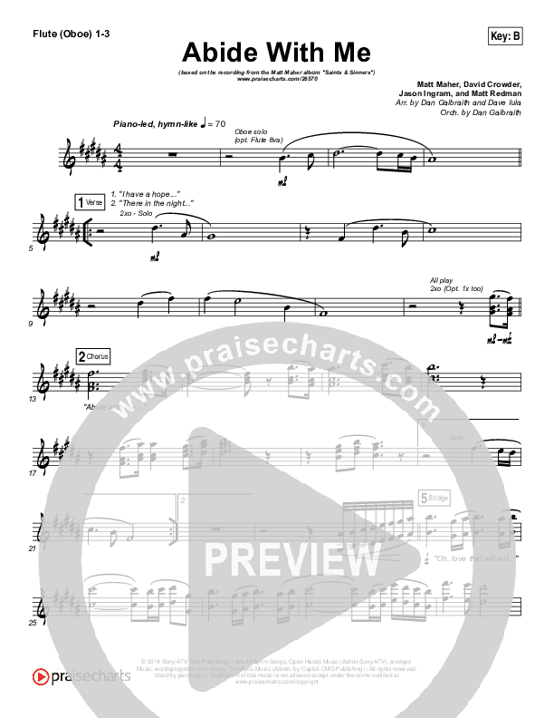 Abide With Me Flute/Oboe 1/2/3 (Matt Maher)