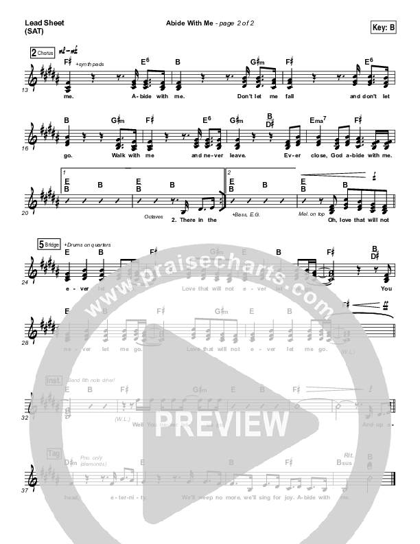 Abide With Me Lead Sheet (SAT) (Matt Maher)