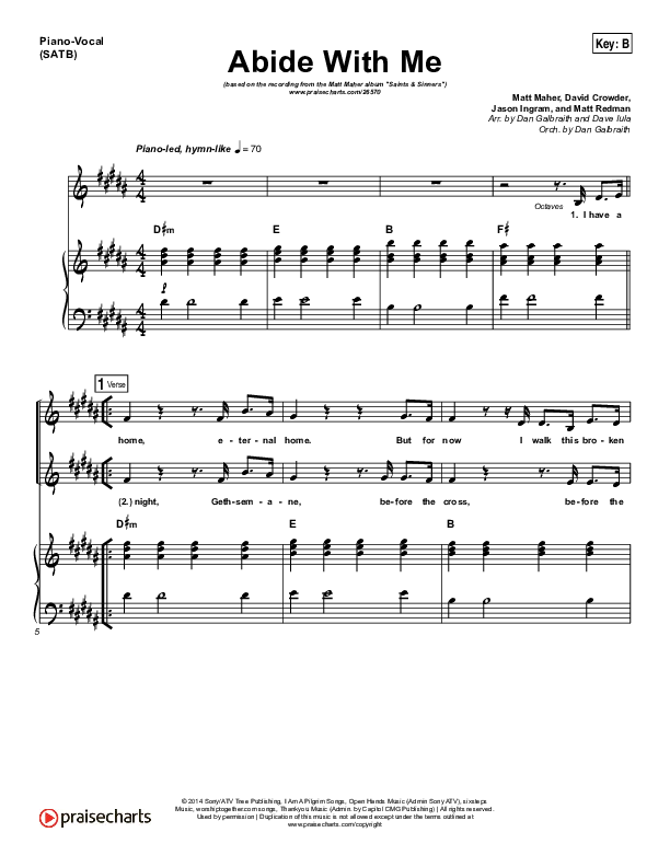 Abide With Me Piano/Vocal (SATB) (Matt Maher)