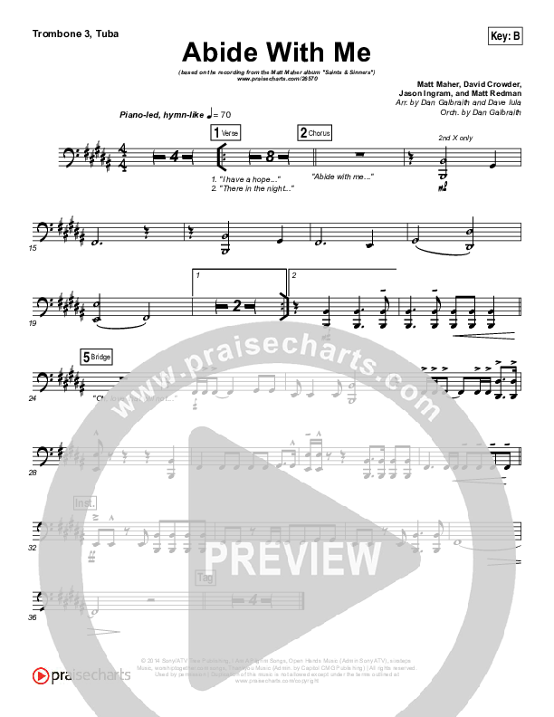 Abide With Me Trombone 3/Tuba (Matt Maher)
