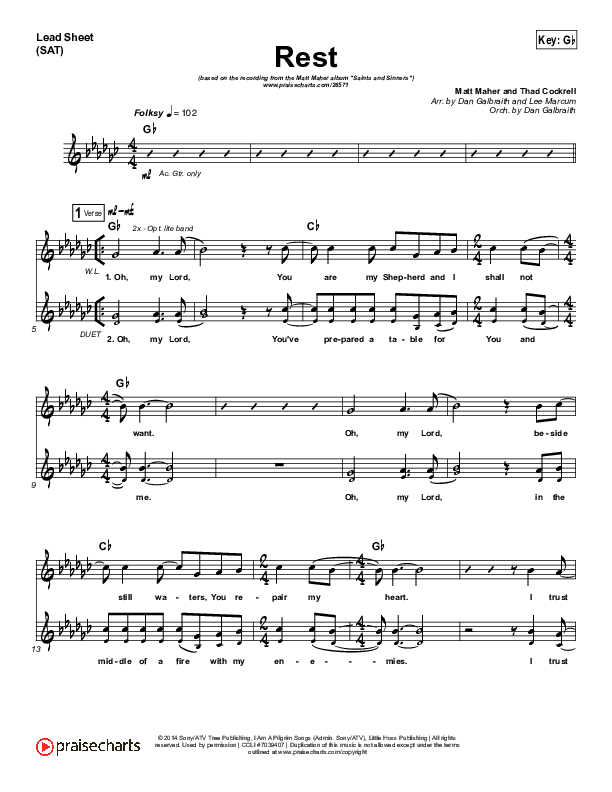 Rest Lead Sheet (SAT) (Matt Maher)
