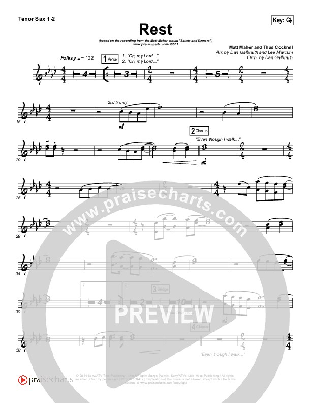 Rest Tenor Sax 1/2 (Matt Maher)