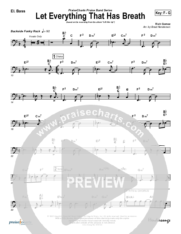 Let Everything That Has Breath Bass Guitar (Ron Kenoly)