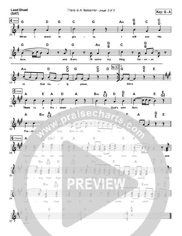 There Is A Redeemer Lead Sheet (SAT) (Keith Green)