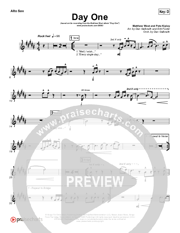 Day One Alto Sax (Matthew West)